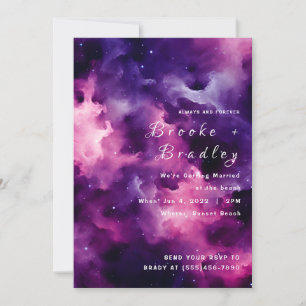 Convite Casamento na Praia da Nebulosa Roxa