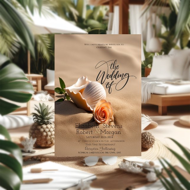 Convite Casamento na Praia de Areia Rosa Conchas (Criador carregado)