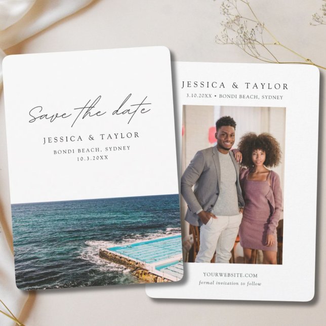 Convite Casamento na Praia de Bondi Sydney Salve a Data (Sydney Save the Date Bondi Beach Wedding Invitation)