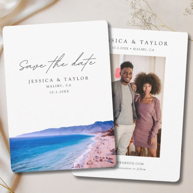Convite Casamento na Praia de Malibu Salve a Data Casament (Malibu Wedding Save the Date Beach Wedding Invitation
)