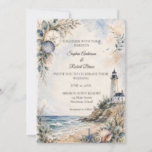 Convite Casamento na Praia do Farol Costeiro de Nantucket