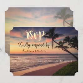 Convite Casamento na Praia do Pôr do Sol, Palmeiras RSVP