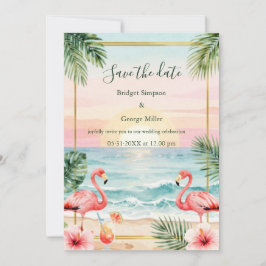 Convite Casamento na Praia do Pôr do Sol Tropical salvar a