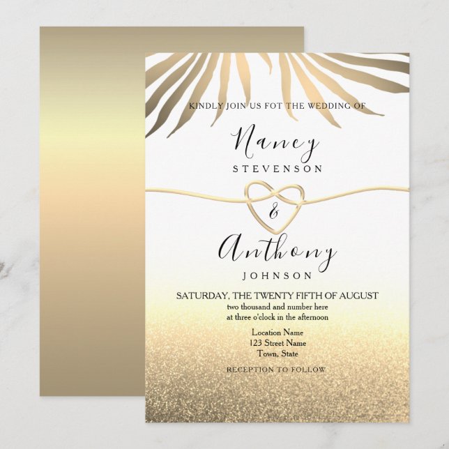 Convite Casamento na Praia Dourada (Frente/Verso)