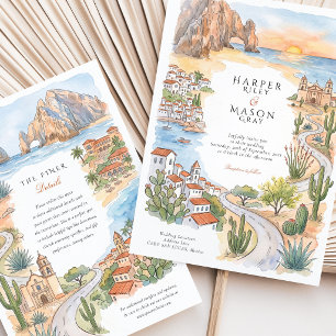 Convite Casamento na Praia El Arco em Cabo San Lucas, Méxi
