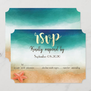 Convite Casamento na Praia, Estrela-do-Mar RSVP