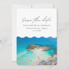 Convite Casamento na Praia Konnos Chipre Salvar a Data