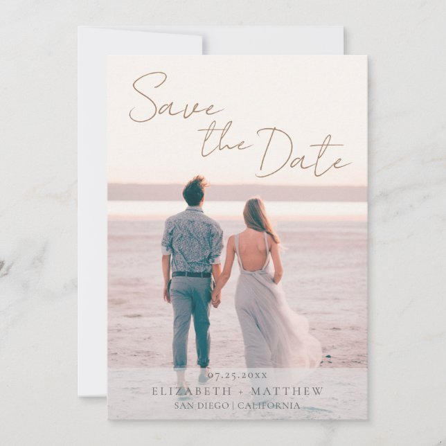 Convite Casamento na Praia Moderno Salve a Data (Frente)