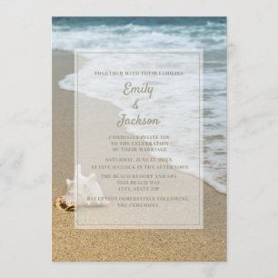 Convite Casamento na Praia Oceano Concha Areia