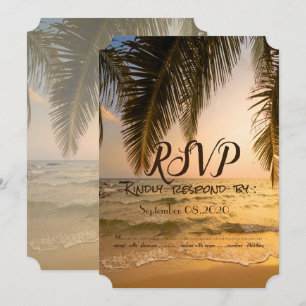 Convite Casamento na Praia, Palma Pôr do Sol RSVP