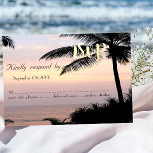 Convite Casamento na Praia Palmeiras Pôr do Sol   RSVP