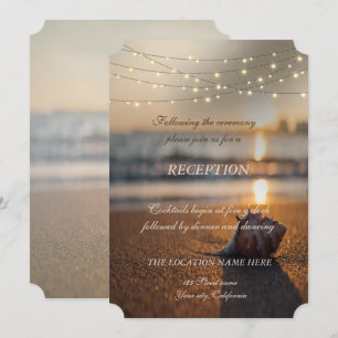Convite Casamento na Praia Pôr do Sol Recepção de Conchas 