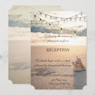 Convite Casamento na Praia, Recepção com Luzes de Cordão d
