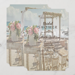 Convite Casamento na Praia Retro Arco Chuveiro de Noiva