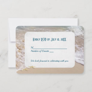 Convite Casamento na Praia RSVP Corações
