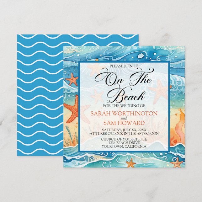 Convite Casamento na Praia Tropical (Frente/Verso)