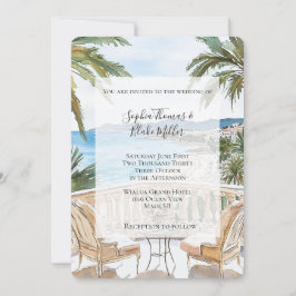 Convite Casamento na Praia Tropical da Riviera Francesa