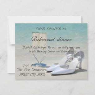 Convite Casamento na Praia, Vidro, Salto Alto Jantar de En