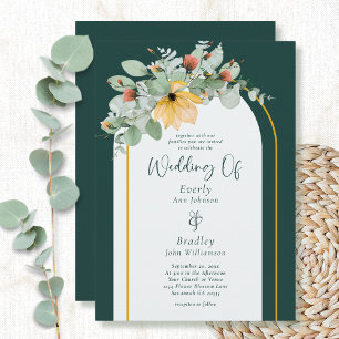 Convite Casamento Não Fotográfico Eucalyptus Floral Verde 