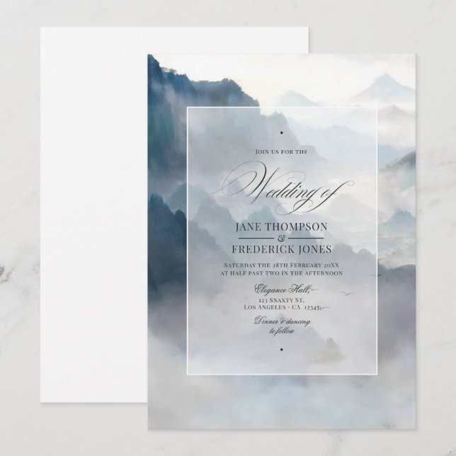 Convite Casamento nas Montanhas (Frente/Verso)