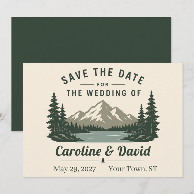 Convite Casamento nas Montanhas do Parque Nacional Save th (Frente/Verso)