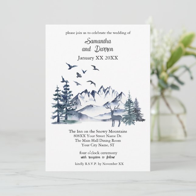 Convite Casamento nas Montanhas Rochosas do Pacífico Noroe (Em pé/Frente)