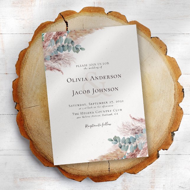 Convite Casamento Natural de Grass da Boêmia Moderna (Criador carregado)