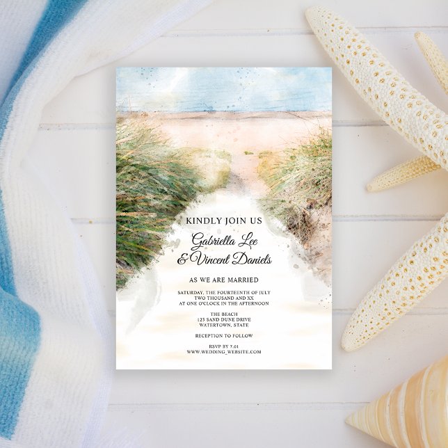 Convite Casamento natural de praia (Invite guests to your destination marriage ceremony with the Natural Beach Wedding Invitation.)