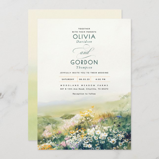 Convite Casamento Natureza das Florestas Selvagens de Prad (Frente/Verso)