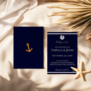 Convite Casamento Náutico Azul Naval Costa Dourada