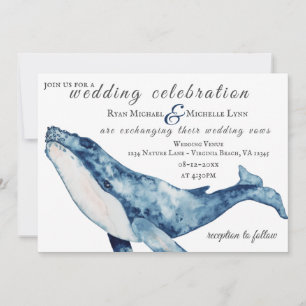 Convite Casamento Náutico de Praia da Baleia Humpback com
