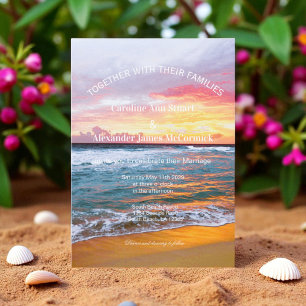 Convite Casamento náutico de Verão de praia sunset Elegant