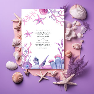 Convite Casamento Náutico de Vida Oceânica em Aquarela