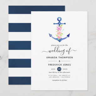 Convite Casamento Náutico em Aquarela