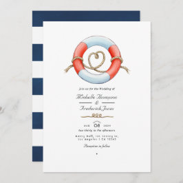 Convite Casamento Náutico RSVP de Código QR de Aquarela