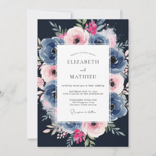 Convite Casamento Naval Rosa Mal-humorado Pintado