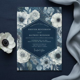 Convite Casamento Navy Bloom Moody