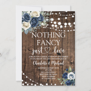 Convite Casamento Navy Blue Floral Nothing Fancy Just Love