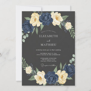 Convite Casamento Navy Cream Bloom