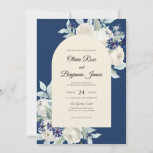 Convite Casamento Navy Ivory Bloom