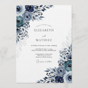 Convite Casamento Navy Moody Bloom