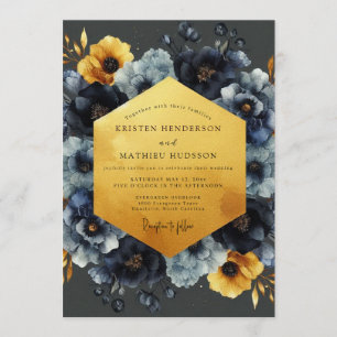 Convite Casamento Navy Ochre Chiaroscuro