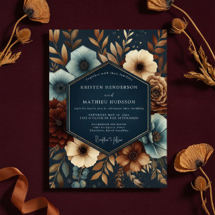 Convite Casamento Navy Opulent Bloom