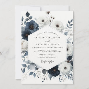Convite Casamento Navy Painterly Bloom