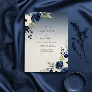 Convite Casamento Navy Painterly Bloom