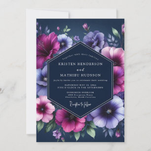 Convite Casamento Navy Twilight Bloom