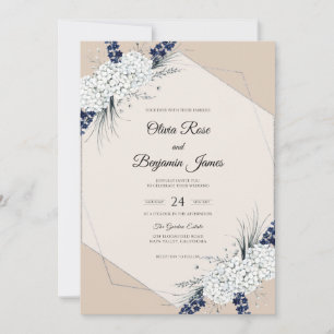 Convite Casamento Navy White Blossom