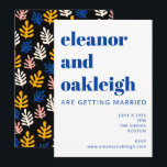 Convite Casamento Negra Azul Botânico Moderno Matisse<br><div class="desc">Boho Matisse Formas Botânicas em Rosa Preto e Convite para Casamento Azul</div>