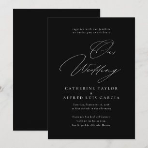 Convite Casamento Negra Da Caligrafia Elegante