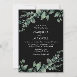 Convite Casamento Negra de Elegância Moderna Eucalyptus